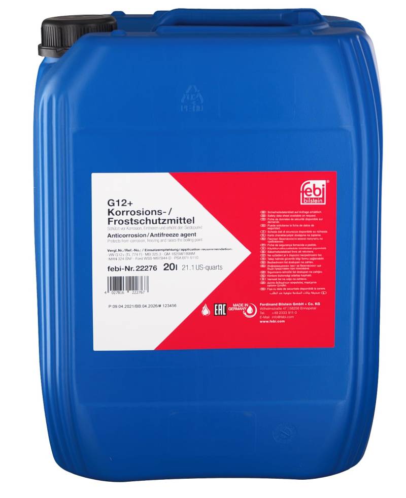 febi bilstein 22276 Frostschutzmittel G12+ (Konzentrat), 20 Liter von febi bilstein