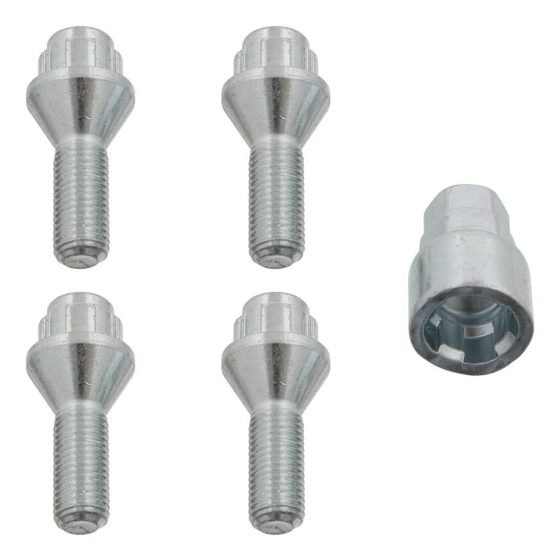 febi bilstein 27049 1 Satz Radschrauben abschließbar M12 x 1,5 x 28 SW17+19mm Kegelbund, silber von febi bilstein