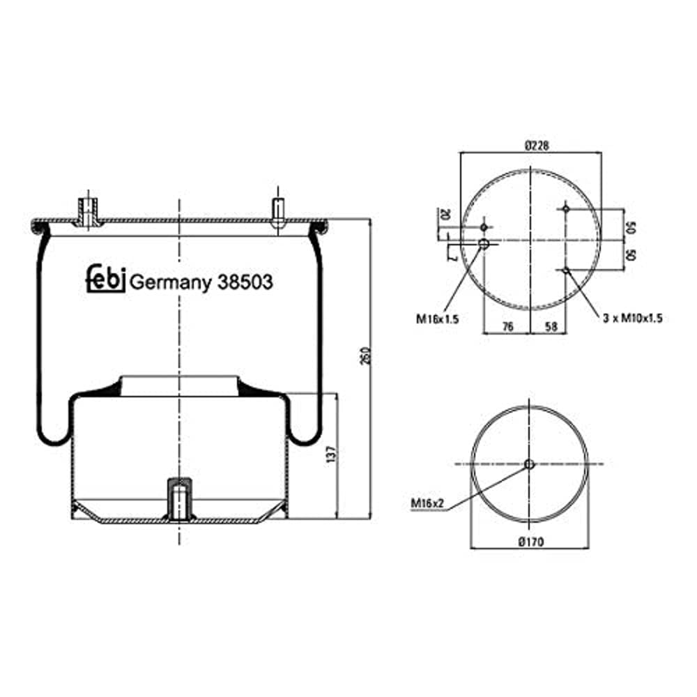 febi bilstein 38503 Luftfederbalg mit Stahlkolben , 1 Stück von febi bilstein