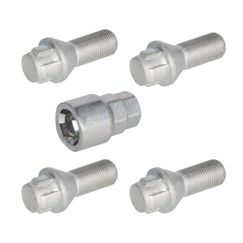 febi bilstein 47550 1 Satz Radschrauben abschließbar M14 x 1,25x23 SW17 / 19mm Kegelbund, silber von febi bilstein