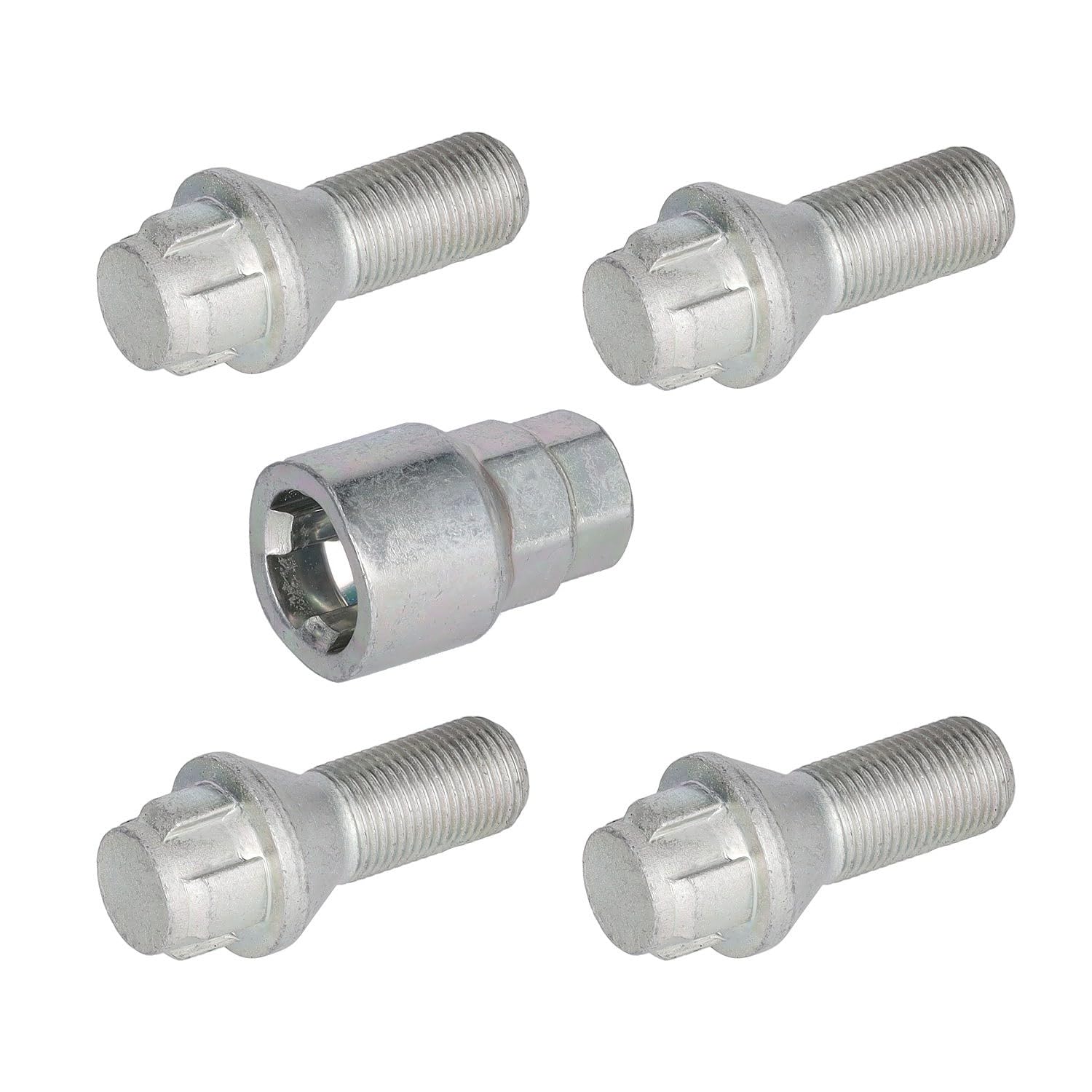 febi bilstein 47550 1 Satz Radschrauben abschließbar M14 x 1,25x23 SW17 / 19mm Kegelbund, silber von febi bilstein