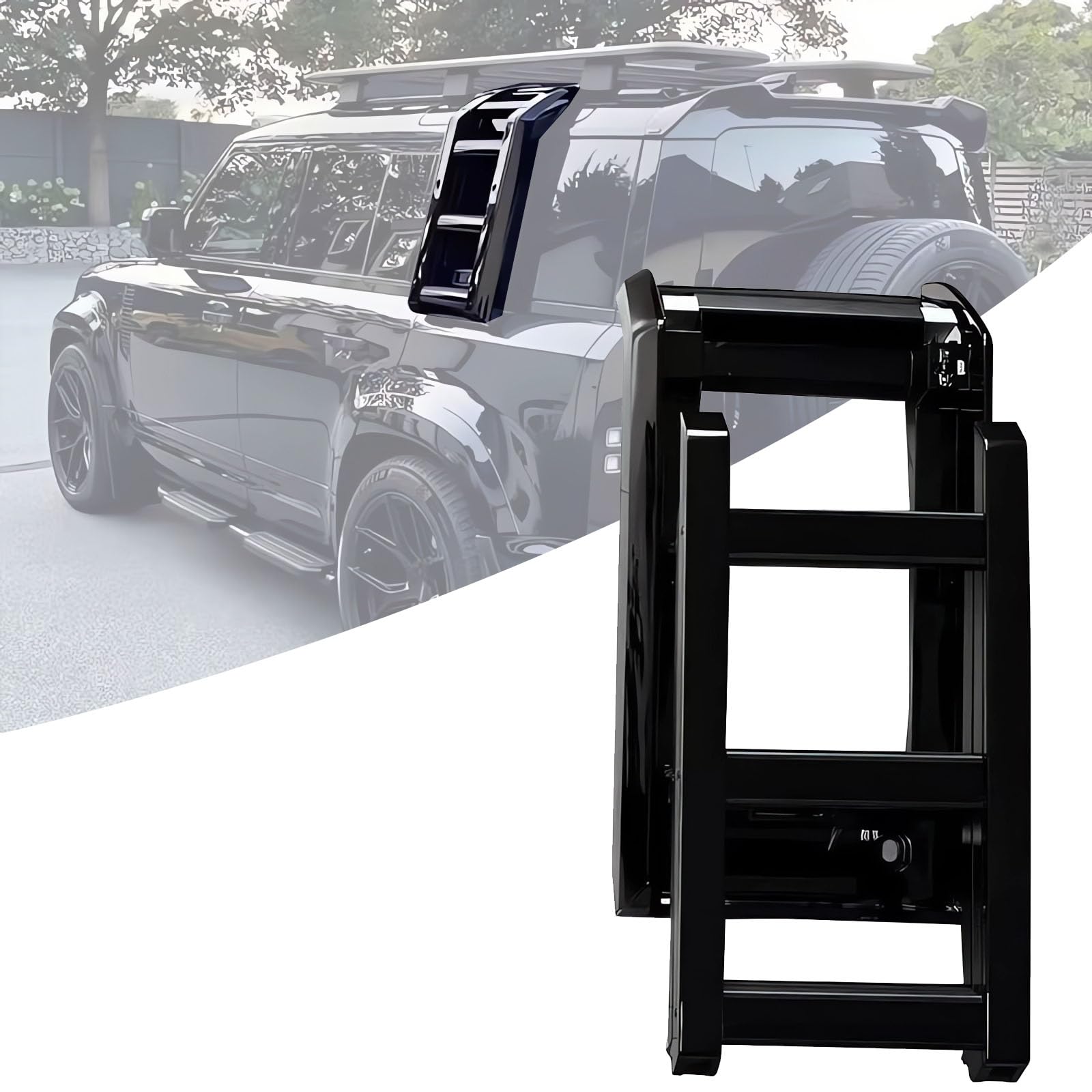 Seitenleiter für Defender Seitenzugangsleiter Dachgepäckträger, Seitenfenster Dachtrittleiter für Land Rover Defender 90 110 130 L663 2020-2023 (glänzendes Schwarz) von fenqing-y