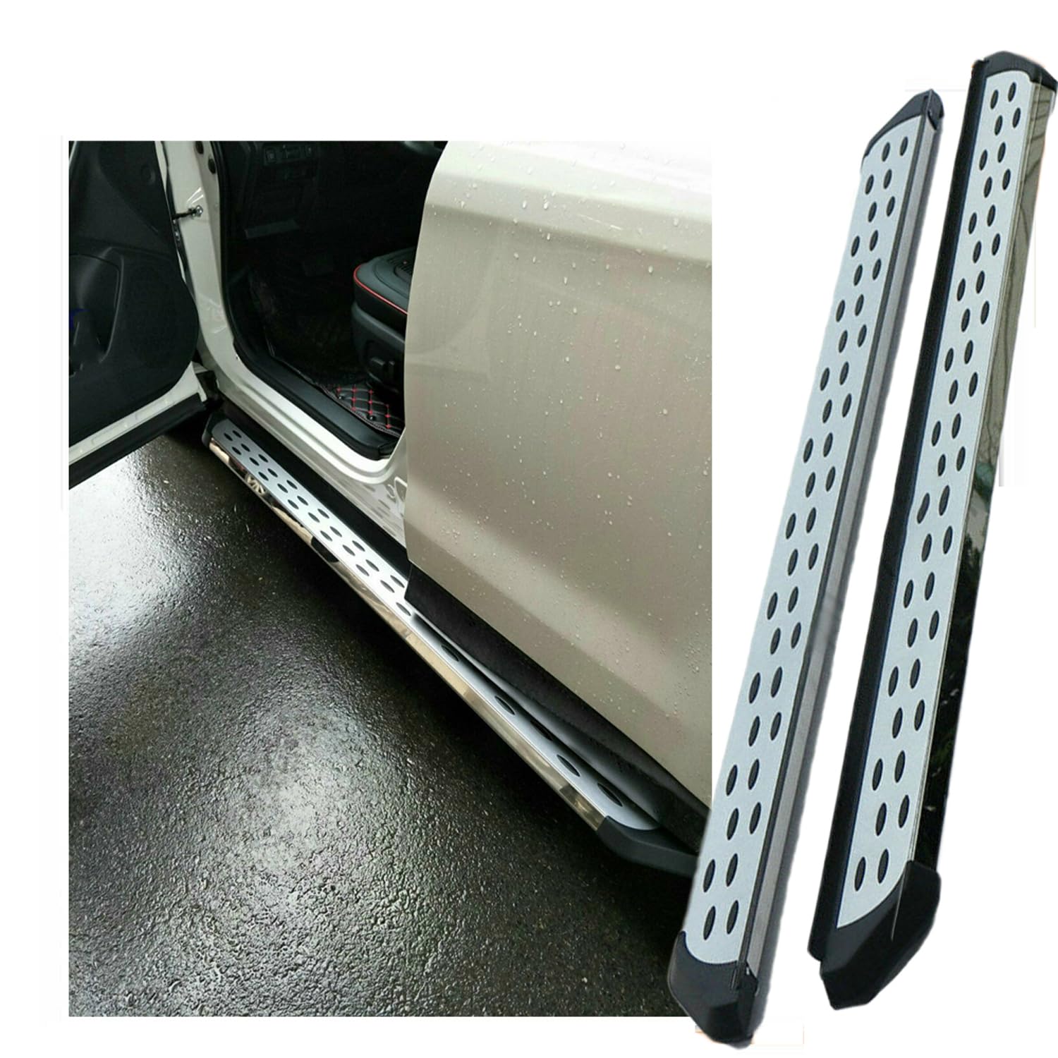 Trittbretter, kompatibel mit Volvo XC60 2013–2017, Aluminium-Seitenstufen, Nerf-Stangen, Pedal, weiße schwarze Punkte von fenqing-y