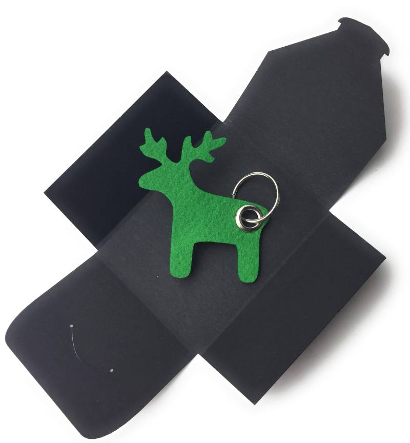 Schlüsselanhänger aus Filz - Elch/Weihnachten - grün/Gras-grün - als besonderes Geschenk mit Öse und Schlüsselring - Made-in-Germany von filzschneider