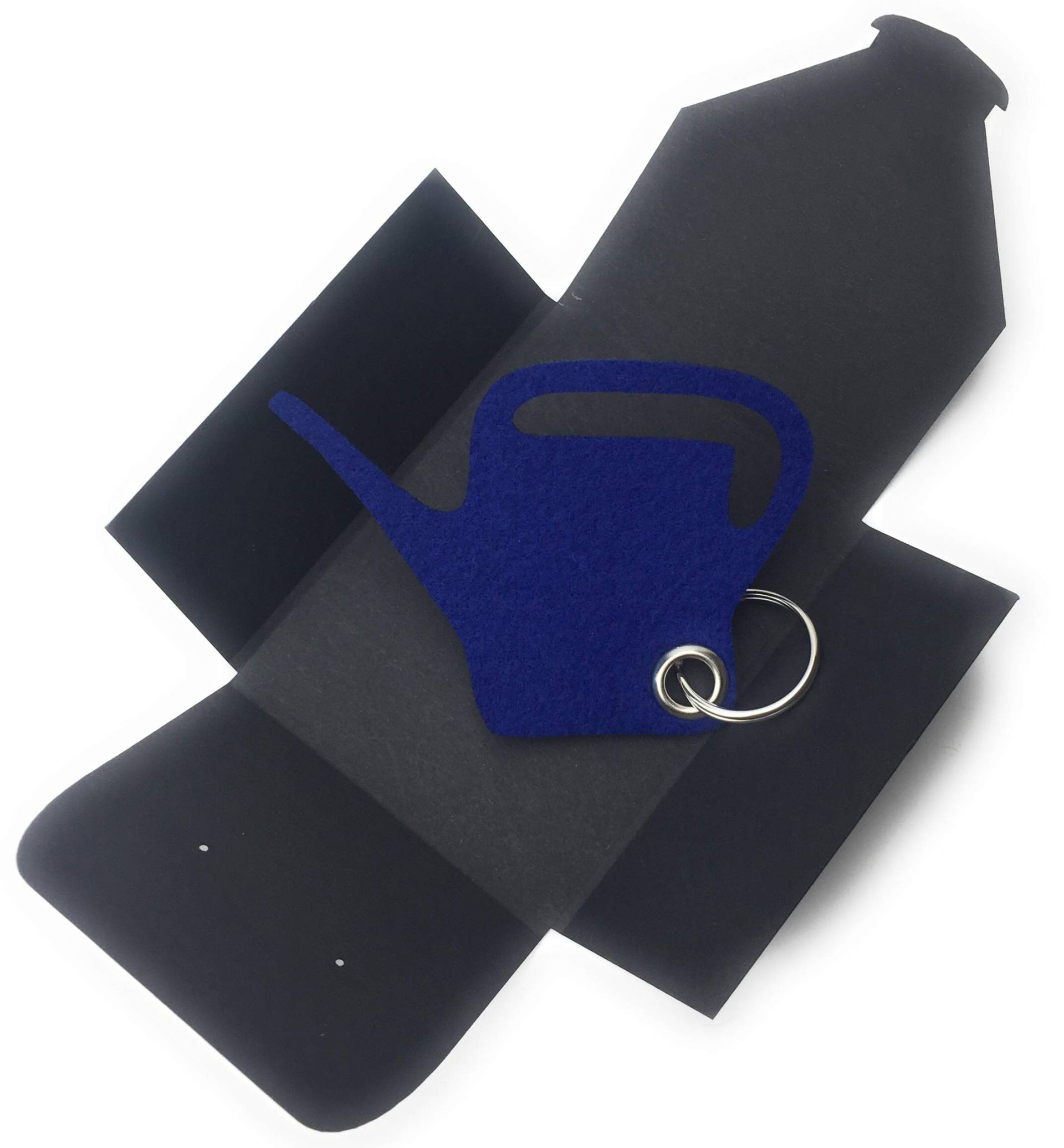 Schlüsselanhänger aus Filz - Giess-Kanne/Garten - dunkelblau - oder Kofferanhänger als besonderes Geschenk von filzschneider