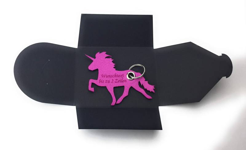 Schlüsselanhänger aus Filz - Island-Pferd/Reiter - pink/Magenta - mit Namensgravur als Geschenk Glücksbringer von filzschneider