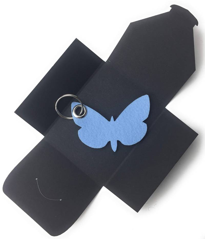 Schlüsselanhänger aus Filz - Schmetterling/Tier - hell-blau - als besonderes Geschenk von filzschneider