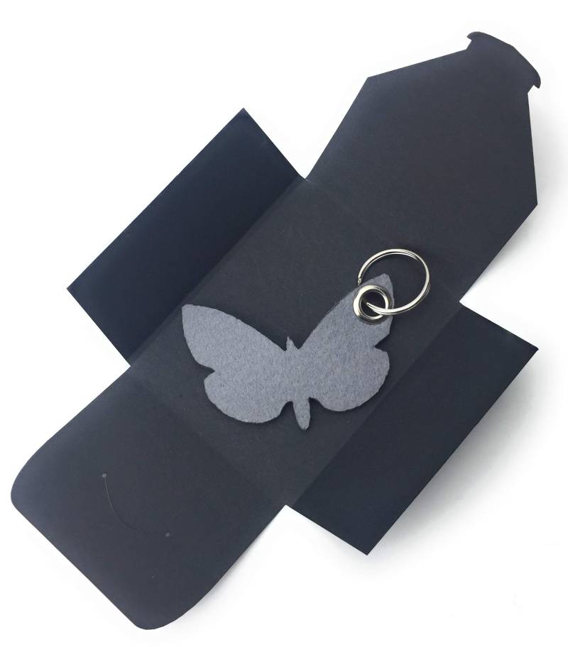 Schlüsselanhänger aus Filz - Schmetterling/Tier - hell-grau - als besonderes Geschenk von filzschneider
