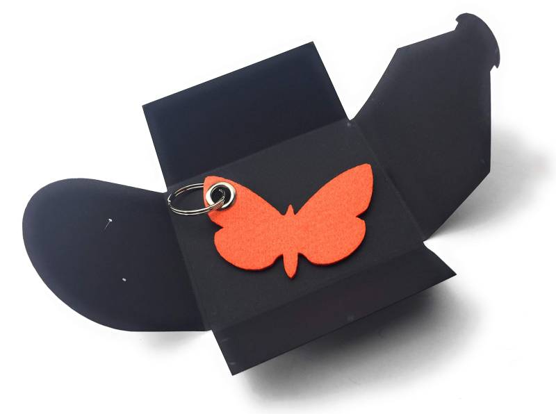 Schlüsselanhänger aus Filz - Schmetterling/Tier - orange - als besonderes Geschenk von filzschneider