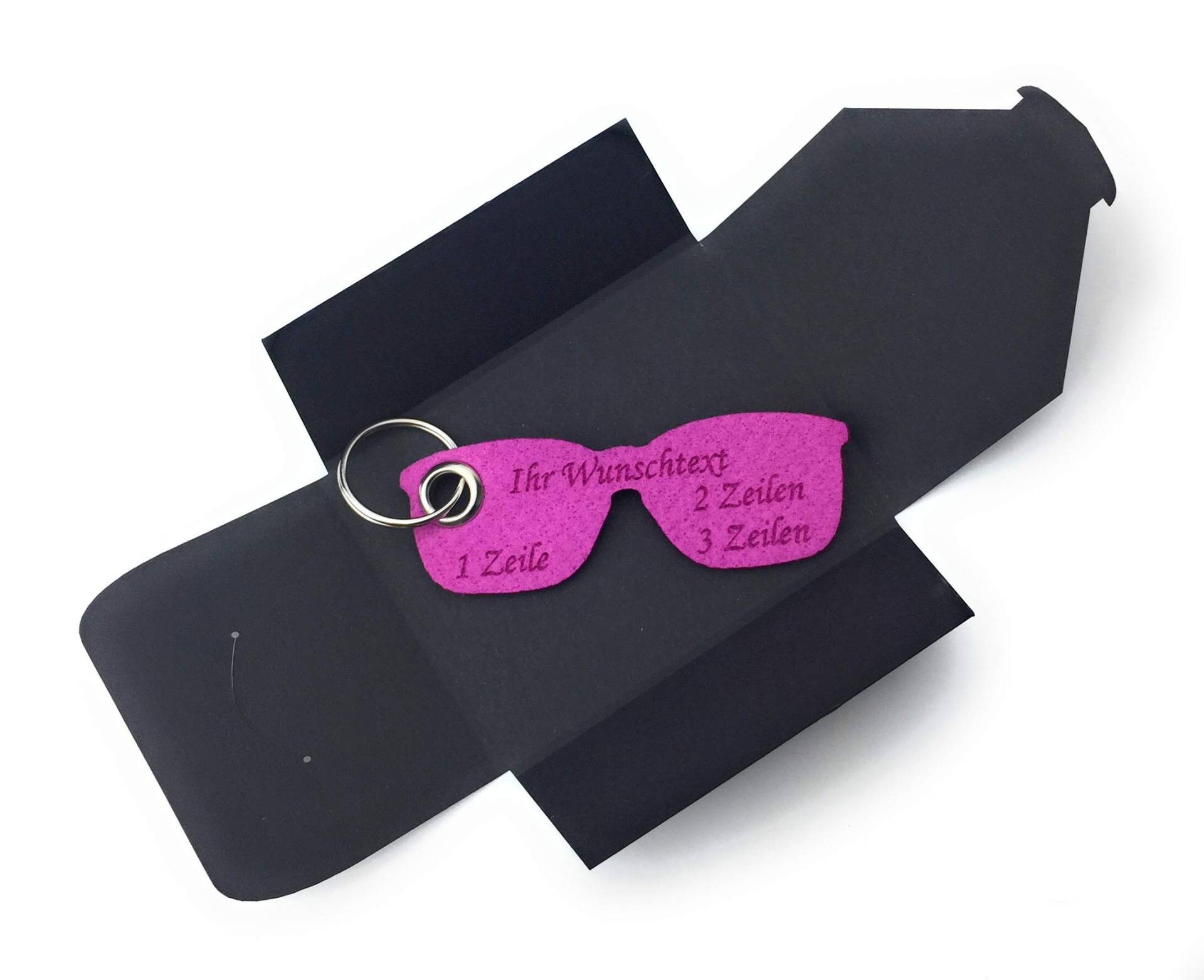 Schlüsselanhänger aus Filz - Sonnen-Brille/Urlaub - pink/Magenta mit Namensgravur - als besonderes Geschenk Schlüsselanhänger aus Filz - Sonnen-Brille/Urlaub - pink/Magenta mit Namensgravur - als besonderes Geschenk von filzschneider