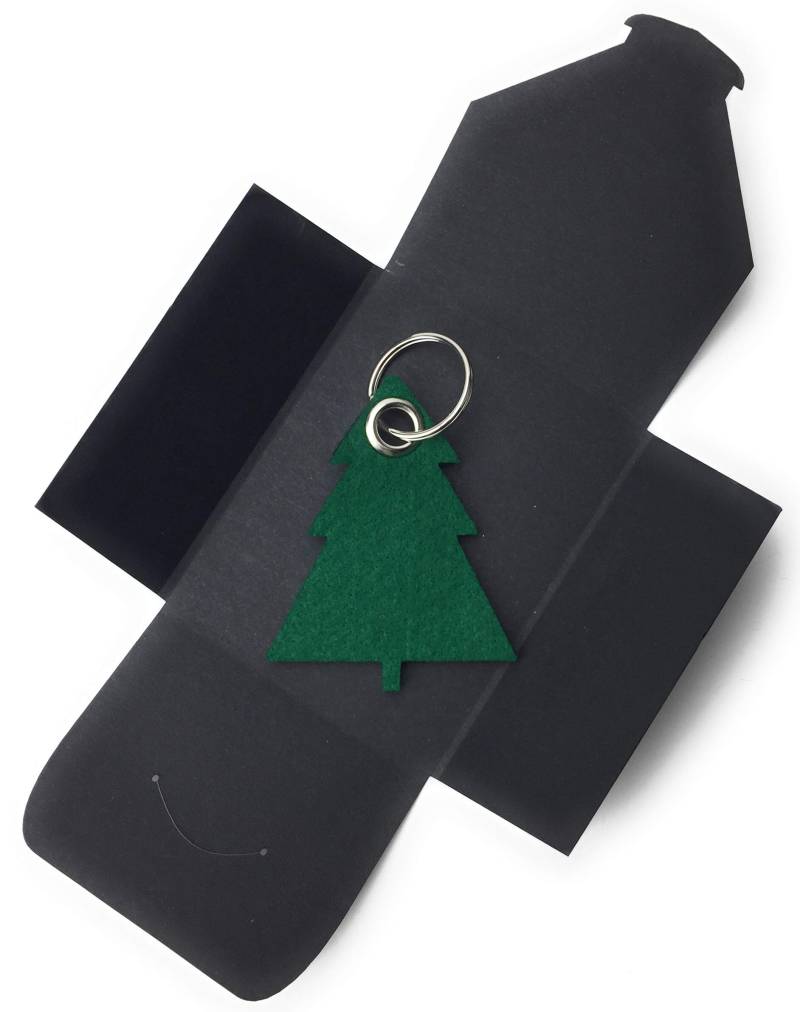 Schlüsselanhänger aus Filz - Tannenbaum/Weihnachtsbaum - dunkel-grün/Wald-grün - als besonderes Geschenk mit Öse und Schlüsselring - Made-in-Germany von filzschneider