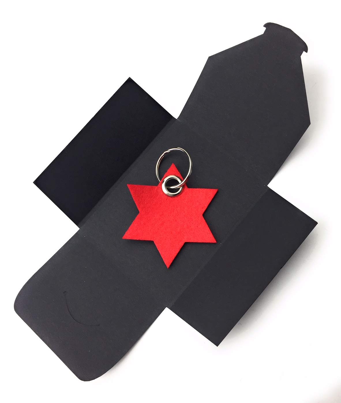 filzschneider Schlüsselanhänger aus Filz - 6eck-Stern - rot - als besonderes Geschenk mit Öse und Schlüsselring - Made-in-Germany von filzschneider