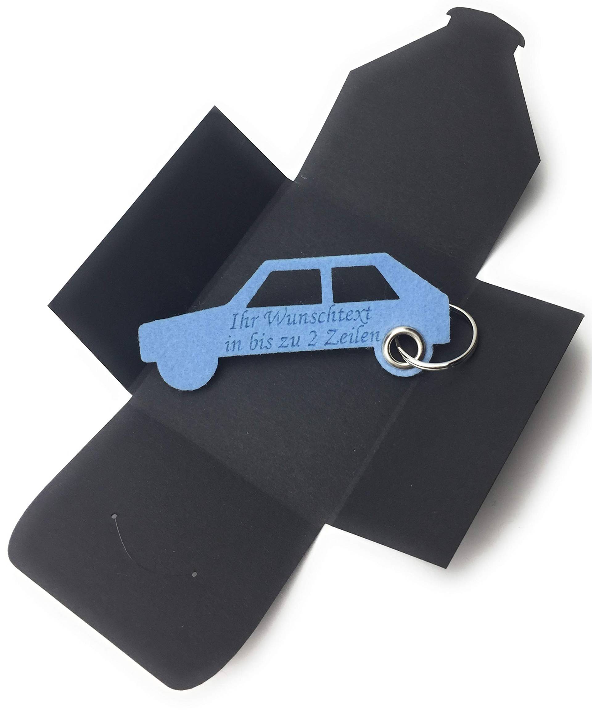 filzschneider Schlüsselanhänger aus Filz - Auto Retro - hell-blau - als besonderes Geschenk von filzschneider
