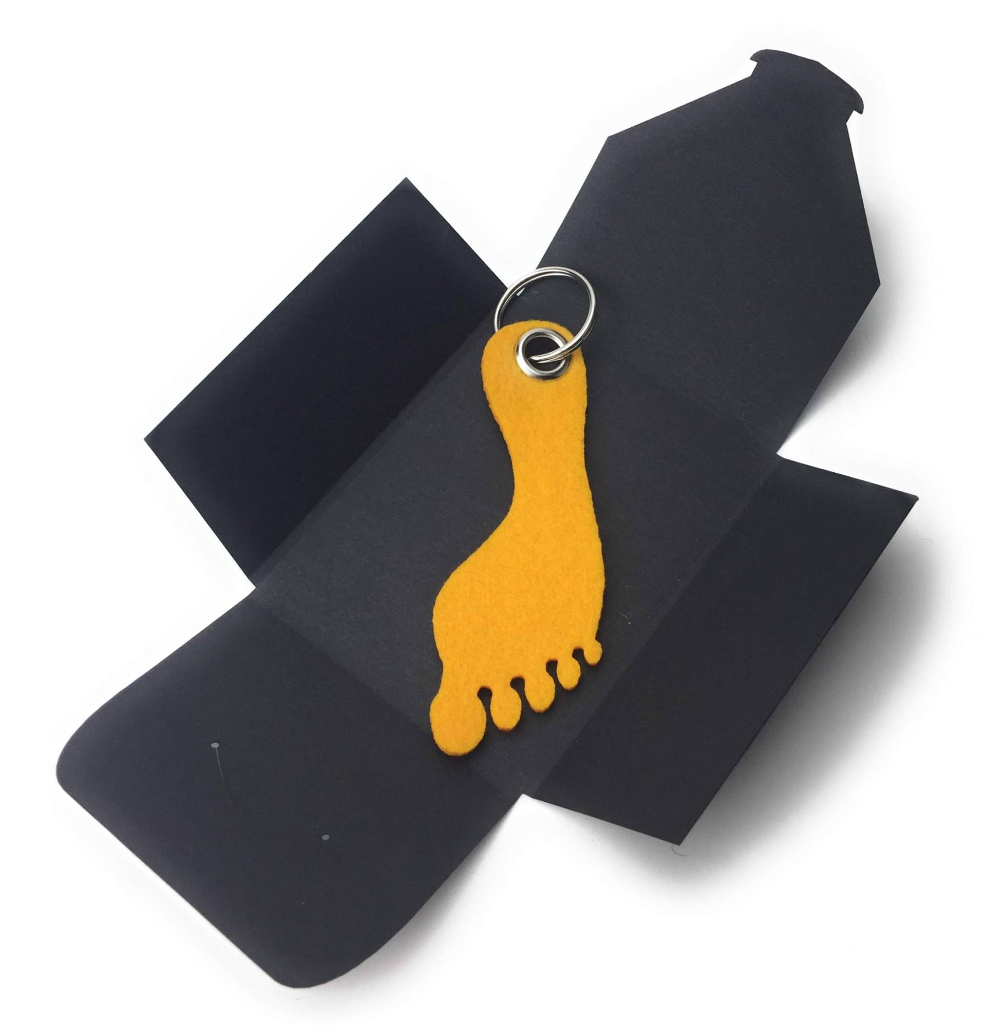 filzschneider Schlüsselanhänger aus Filz - Fuss/Sohle - gelb/Safran-gelb - als besonderes Geschenk von filzschneider
