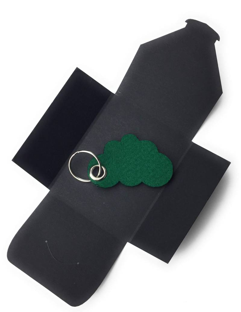filzschneider Schlüsselanhänger aus Filz - Wolke/Cloud - dunkel-grün/wald-grün - als besonderes Geschenk mit Öse und Schlüsselring - Made-in-Germany von filzschneider
