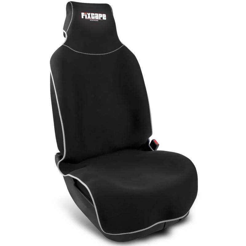 fixcape Neoprene Auto-Sitzschoner Vordersitze - Schoner Autositz vorne - Sitzauflage Auto universal wasserdicht - Werkstatt Sport Hobby (schwarz/grau) von fixcape
