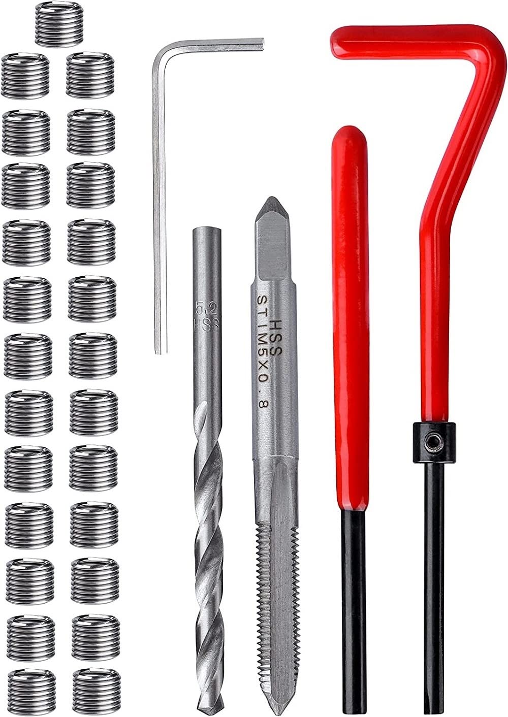 Fixinus 30 Stück M5 x 0,8mm Gewinde Reparatur Einsatz Kit, Rostfreier Stahl Gewindereparatursatz Helicoil Coil Kompatibel Handwerkzeug Set für Auto Reparatur Fixinus 30 Stück M5 x 0,8mm Gewinde Reparatur Einsatz Kit, Rostfreier Stahl Gewindereparatursatz Helicoil Coil Kompatibel Handwerkzeug Set für Auto Reparatur von Fixinus