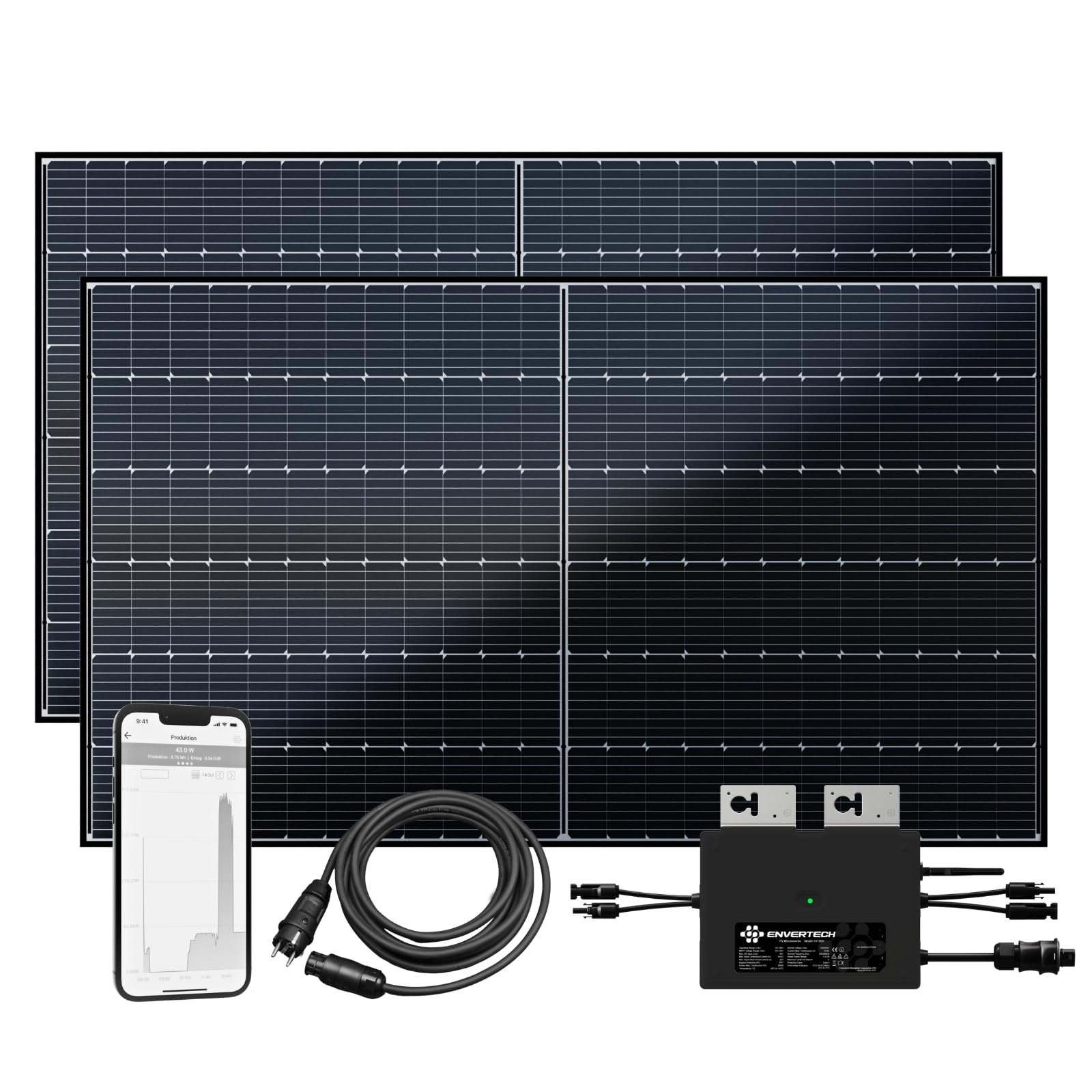 flex-energie Balkonkraftwerk Komplettset 900Wp I 2x450Wp Solarmodule, Envertech EVT800-B Wechselrichter & 5m Kabel I Bifaziale Solaranlage für 20% mehr Stromgewinnung I Energiegewinnung von Zuhause flex-energie Balkonkraftwerk Komplettset 900Wp I 2x450Wp Solarmodule, Envertech EVT800-B Wechselrichter & 5m Kabel I Bifaziale Solaranlage für 20% mehr Stromgewinnung I Energiegewinnung von Zuhause von flex-energie