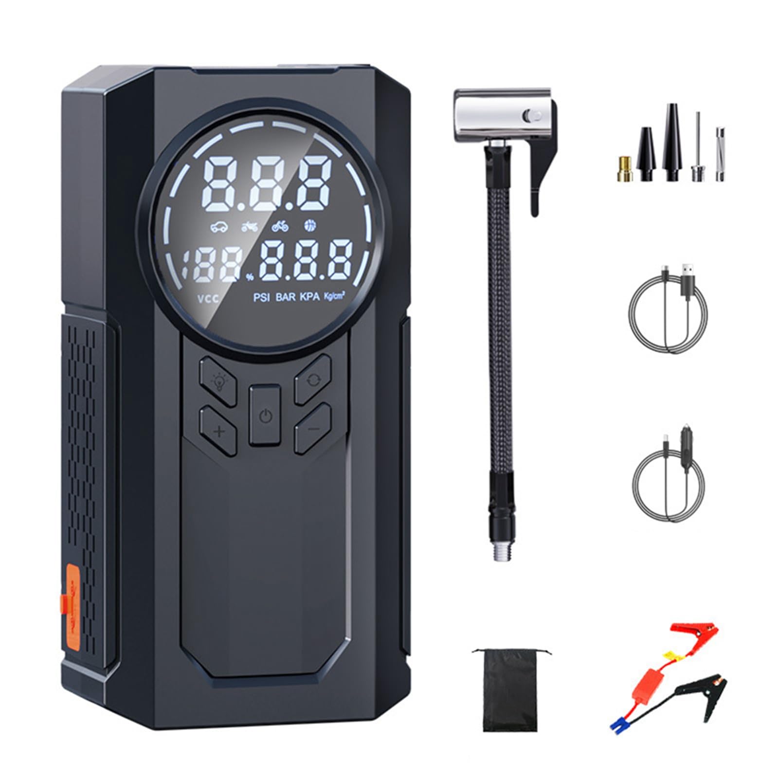 FLEXMAN Sprungstarter und Reifeninflator mit LED Display, 150Psi Reifen Inflator Tragbarer Luftkompressor mit 8000mAh Batterie Jumper Starter Pack für Fahrräder Motorradauto FLEXMAN Sprungstarter und Reifeninflator mit LED Display, 150Psi Reifen Inflator Tragbarer Luftkompressor mit 8000mAh Batterie Jumper Starter Pack für Fahrräder Motorradauto von flexman