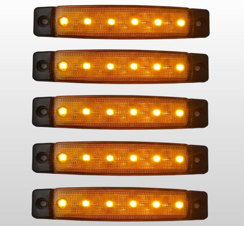 5 PCS 12 V 12 Volt SMD 6 LED Bernstein Seite Marker Light Position Truck Trailer LKW von flexzon