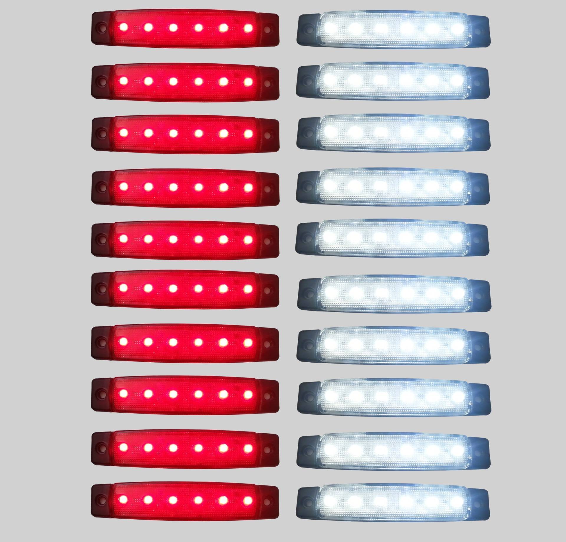 flexzon 20 PCS 24 V 6 LED rot White Rear Side Marker Light Position Truck Trailer LKW von flexzon