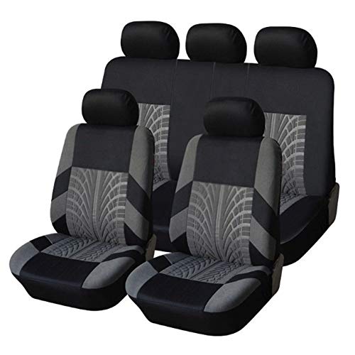 flexzon Universal Auto Sitzlichtbezug Set (9 Stück) grau waschbar & Airbag kompatibel von flexzon