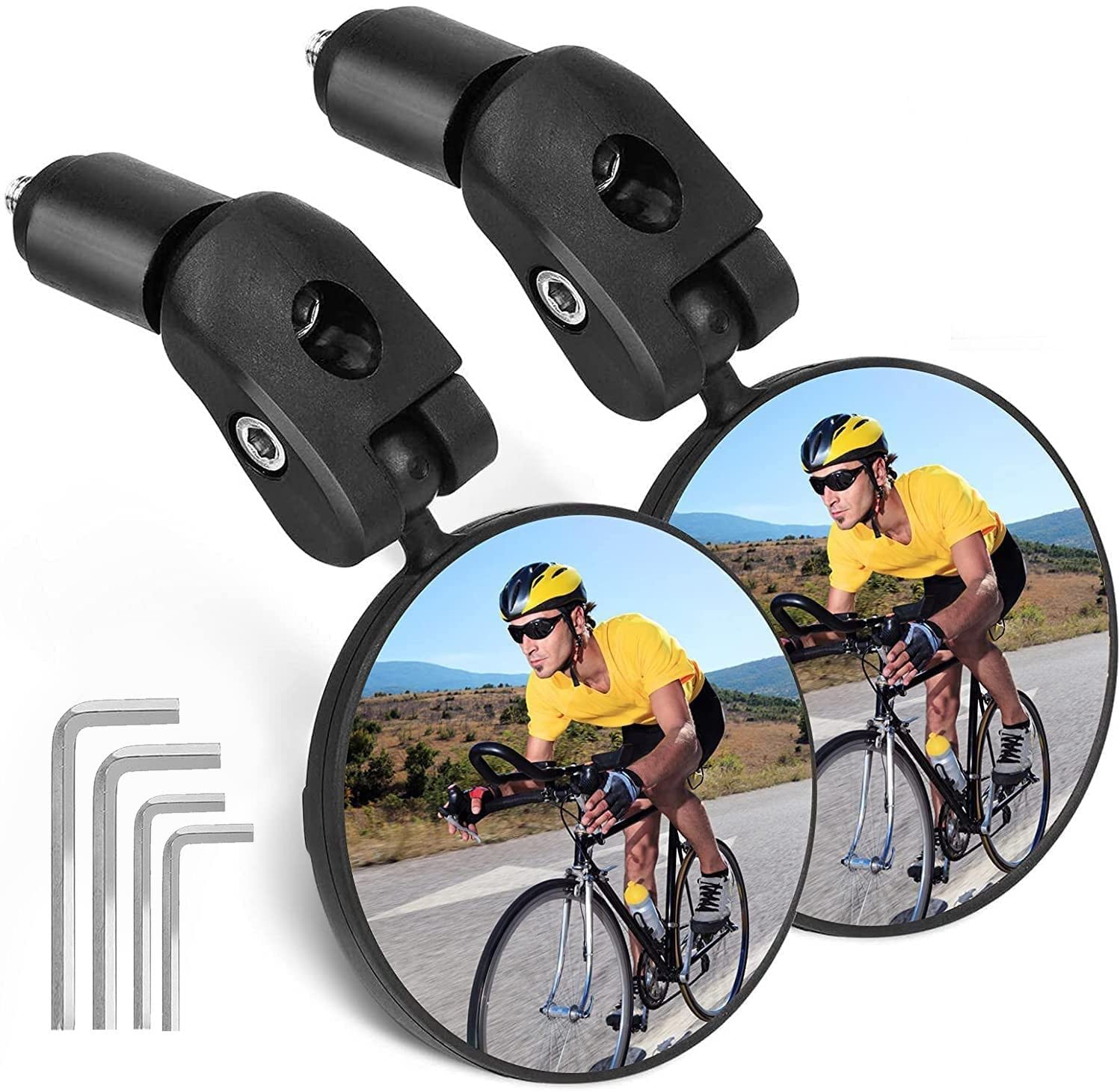 Flintronic 2 Stück 360° Fahrradspiegel, Universal Sicherer Rückspiegel für 17.4mm-22mm, Robust, Einschraubspiegel, Fahrradlenker Spiegel für Fahrrad,Mountainbike, Rennräder von flintronic