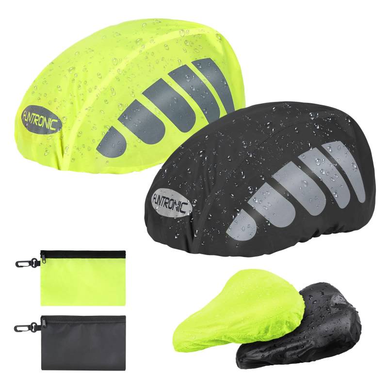 flintronic 4 Stück Helmüberzug Regenhülle Helmschutz, Helmregenüberzug Wasserdichter,Helmet Raincover,Fahrradhelm Refleksstreifen Reflektoren,Helm Regenschutz Universalgröße für Herren Damen Kinder von flintronic