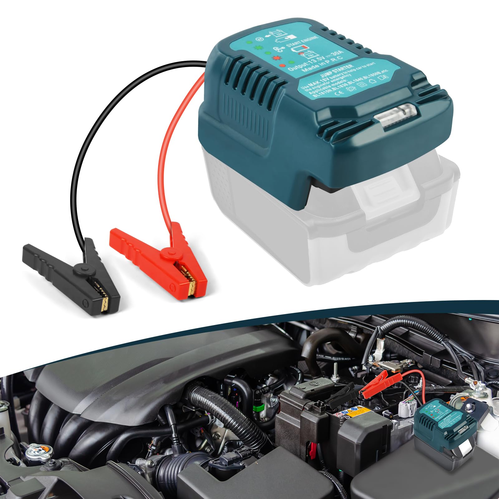 Flintronic Auto Starthilfe Powerbank Adapter für Makita Einhell 18V Akku, 12V Starthilfe Powerbank, Tragbarer Batterie Booster Adapter, Batterie Jump Starter, für Autobatterien, Jump Starter Auto Flintronic Auto Starthilfe Powerbank Adapter für Makita Einhell 18V Akku, 12V Starthilfe Powerbank, Tragbarer Batterie Booster Adapter, Batterie Jump Starter, für Autobatterien, Jump Starter Auto von flintronic