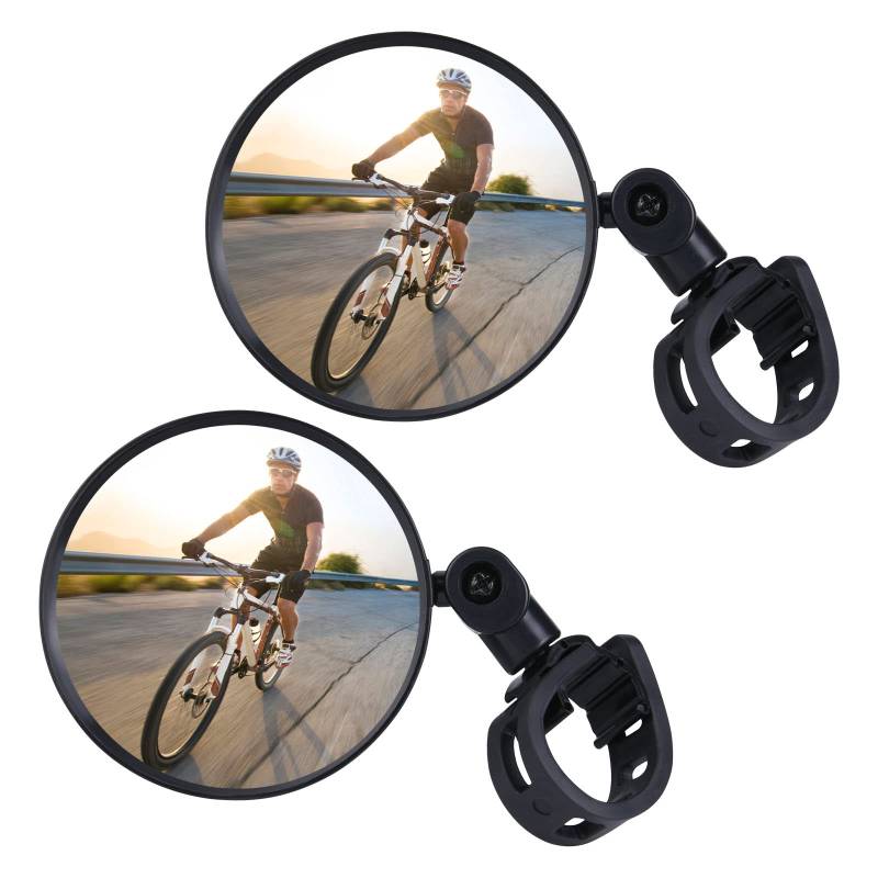 Flintronic Fahrradspiegel, 2 Stück 360°Drehbar Konvexspiegel Fahrradspiegel Rückspiegel, Universal Sicherer Rückspiegel für 15-35mm, Fahrradlenker End Spiegel für Fahrrad, Mountainbikes, Rennräder von flintronic