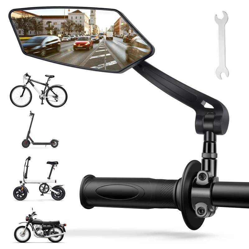 Flintronic Fahrradspiegel, 360° Fahrradspiegel Rückspiegel, Universal Sicherer Rückspiegel für 22mm-25mm, Robust, Schlagfestes, Fahrradlenker Spiegel für Lenker Fahrrad,Mountainbike, Rennräder von flintronic