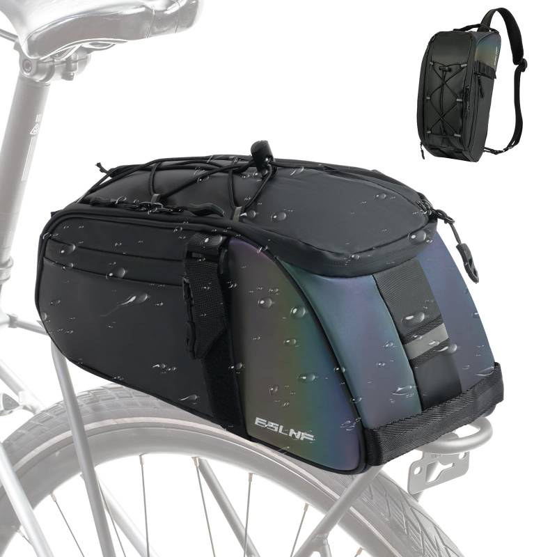 flintronic 2 IN 1 Fahrrad Gepäckträgertasche, 8L wasserdicht & reflektierend multifunktionaler Fahrradtaschen, Fahrradtaschen für Gepäckträger, Mehrere Fächer Umhängetasche Tragetasche von flintronic