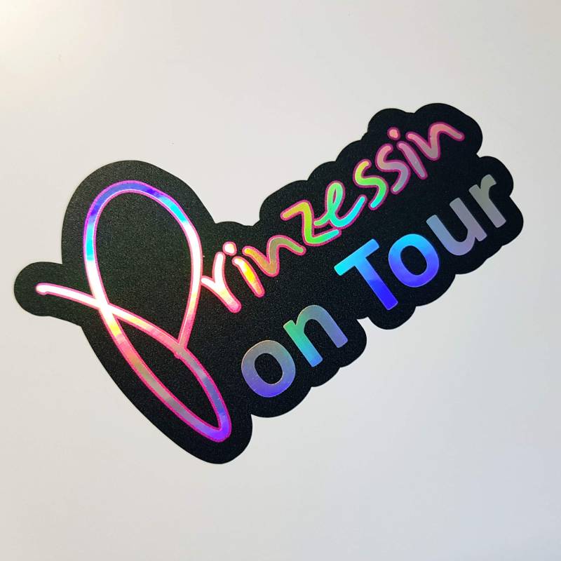 folien-zentrum - Prinzessin on Tour Oilslick schwarz 12 x 7,5 cm - hochwertiger Aufkleber Auto Tuning - OEM & JDM Auto Sticker - Lustige Aufkleber für Auto - Autoaufkleber - Made in Germany von folien-zentrum