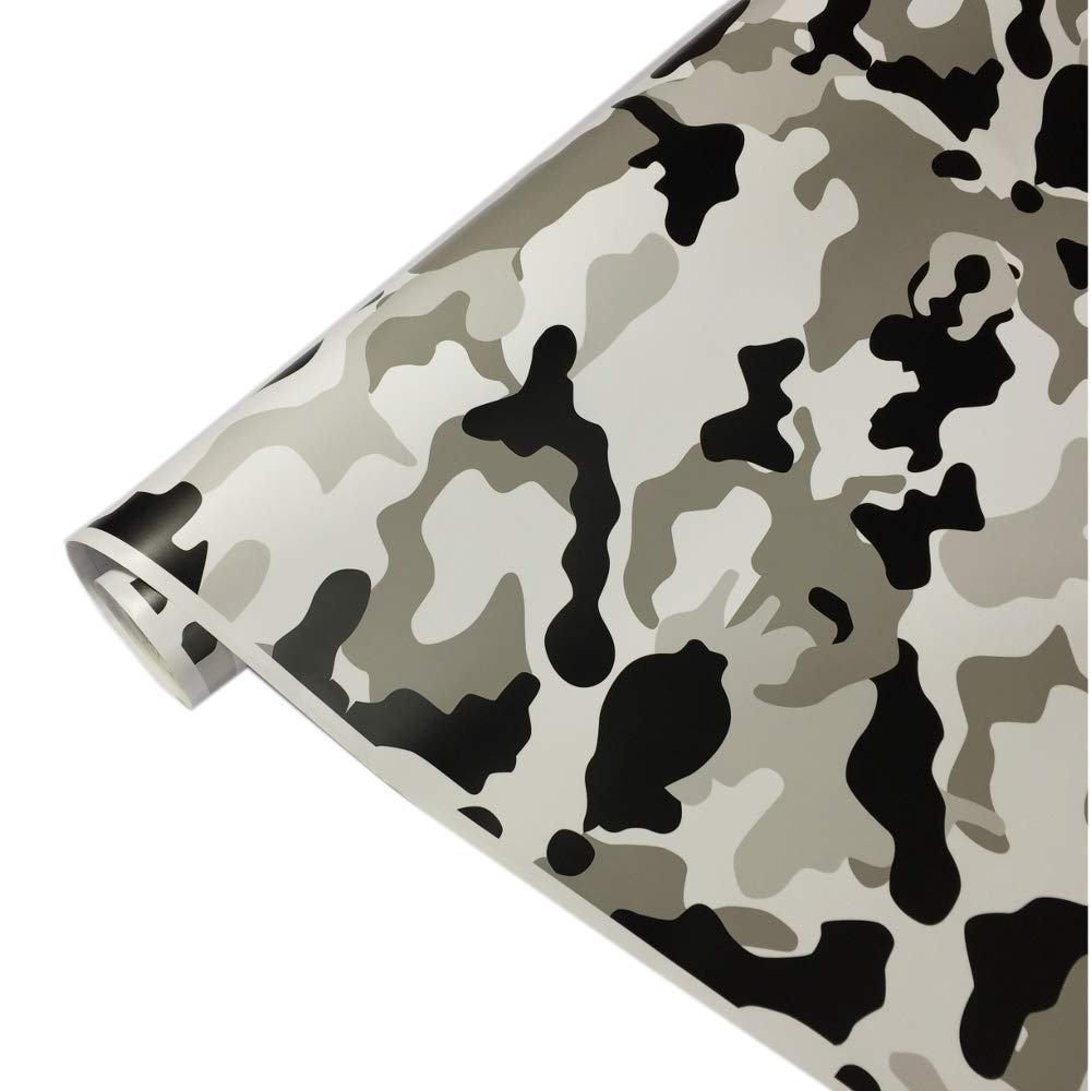 8,50€/m² Camouflage Autofolie Selbstklebend mit Luftkanäle Schwarz Weiß Grau Folie #6 (100cm x 152cm) von folimac