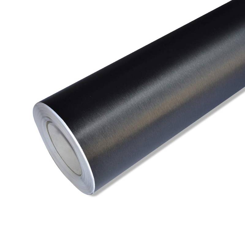 10,66€/m² Alu gebürstet Auto Folie mit Struktur Blasenfrei Luftkanäle -/ Brushed Design (Schwarz, 1m x 152cm) von folimac