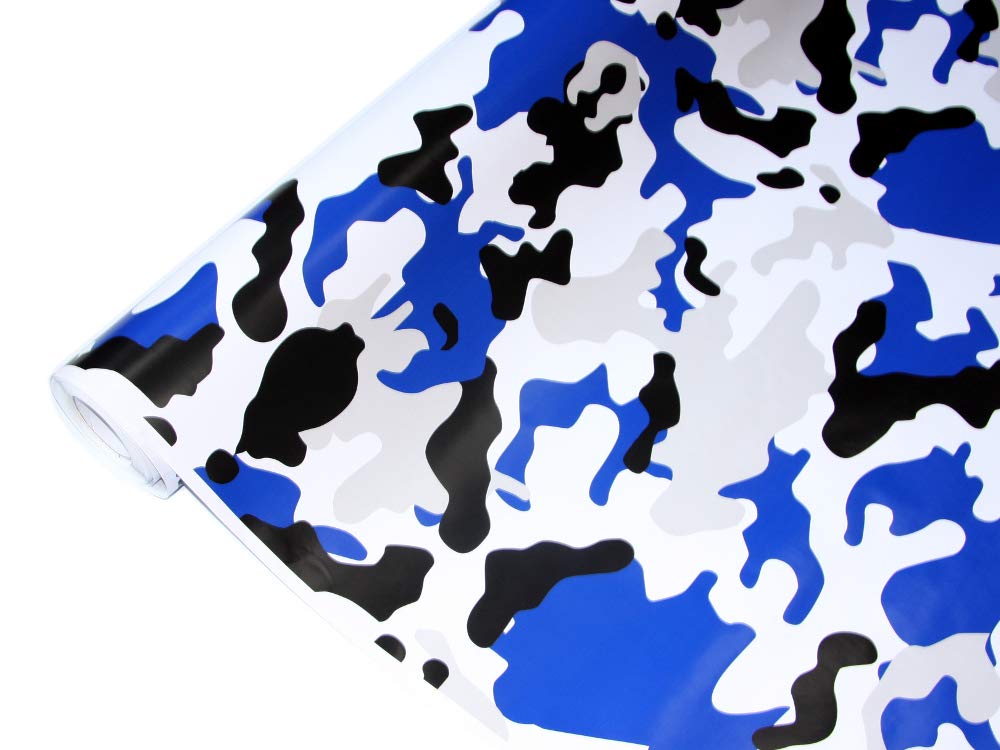 folimac 8,50€/m² Camouflage Autofolie Selbstklebend mit Luftkanäle Schwarz Grau Blau Weiß #22 (200cm x 152cm) von folimac