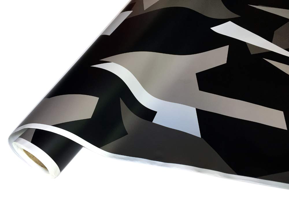 folimac 8,50€/m² Camouflage Autofolie Selbstklebend mit Luftkanäle Schwarz weiß Grau Dunkelgrau #31 (200cm x 152cm) von folimac