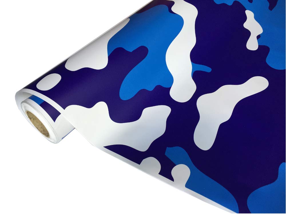 folimac 8,50€/m² Camouflage Autofolie Selbstklebend mit Luftkanäle Weiß Blau Himmelblau #35 (100cm x 152cm) von folimac