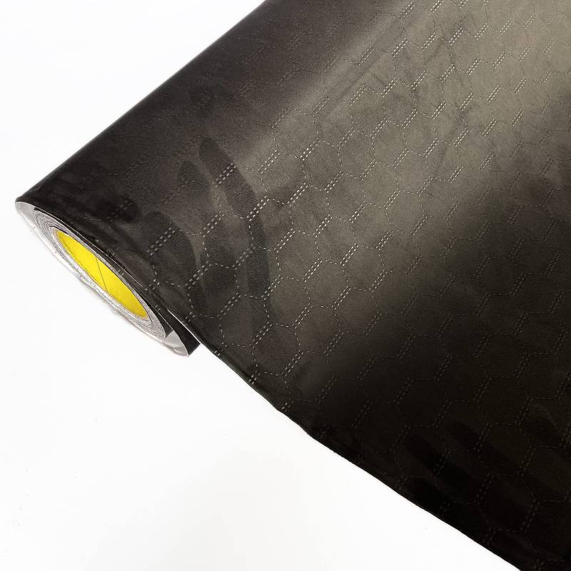 folimac Mikrofaserstoff Folie Selbstklebende Wildleder Optik Autofolie Innenraum Stretch Dehnbar Stoff Velours 70,28€/m² (Schwarz Honeycomb, 50x142cm) von folimac