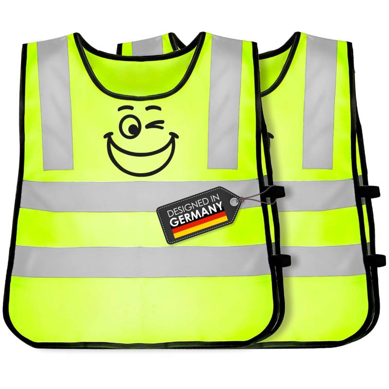 freemind Kinderwarnweste - Reflektorweste für Kinder - atmungsaktive Warnweste - Sicherheitsweste - 360 Grad Sichtbarkeit - Signalweste für Jungs und Mädchen 2-6 Jahre neon gelb (1 Stück) von freemind