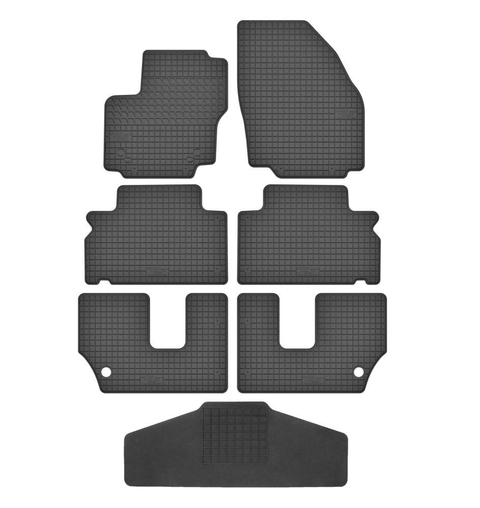 Fußmatten Vorne, Hinten 2 Reihen + Tunnel Matte 7er Set für Ford S-MAX 1 2006-2015 7 Sitzer Gummi Gummimatten von fussmattenheld