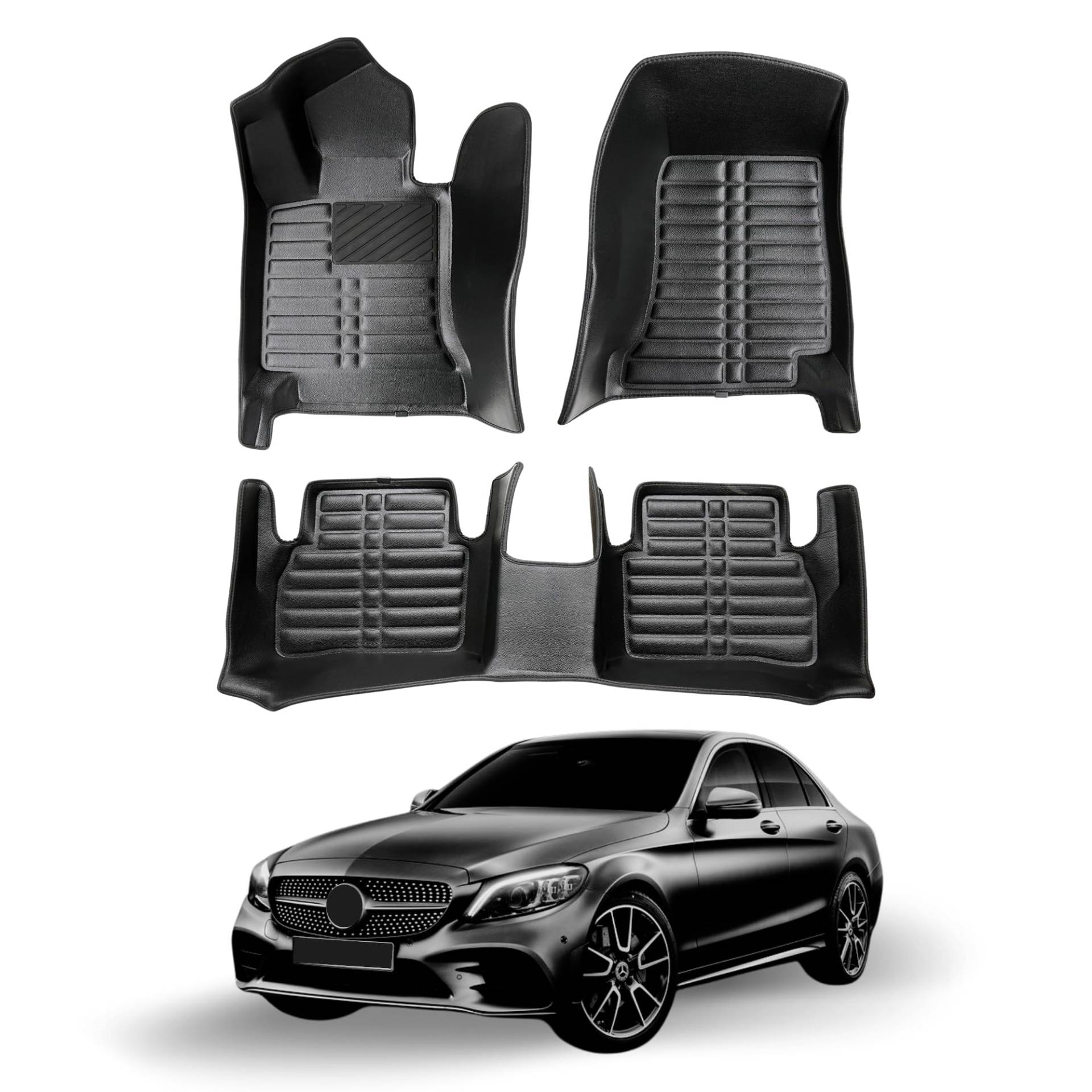 fussmattenprofi.com 5D Premium Leder Fussmatten für Mercedes C-Klasse W205 S205 ab 2014 I Perfecte Passform | Geruchlos Allwetter Fußmatten Set von fussmattenprofi.com