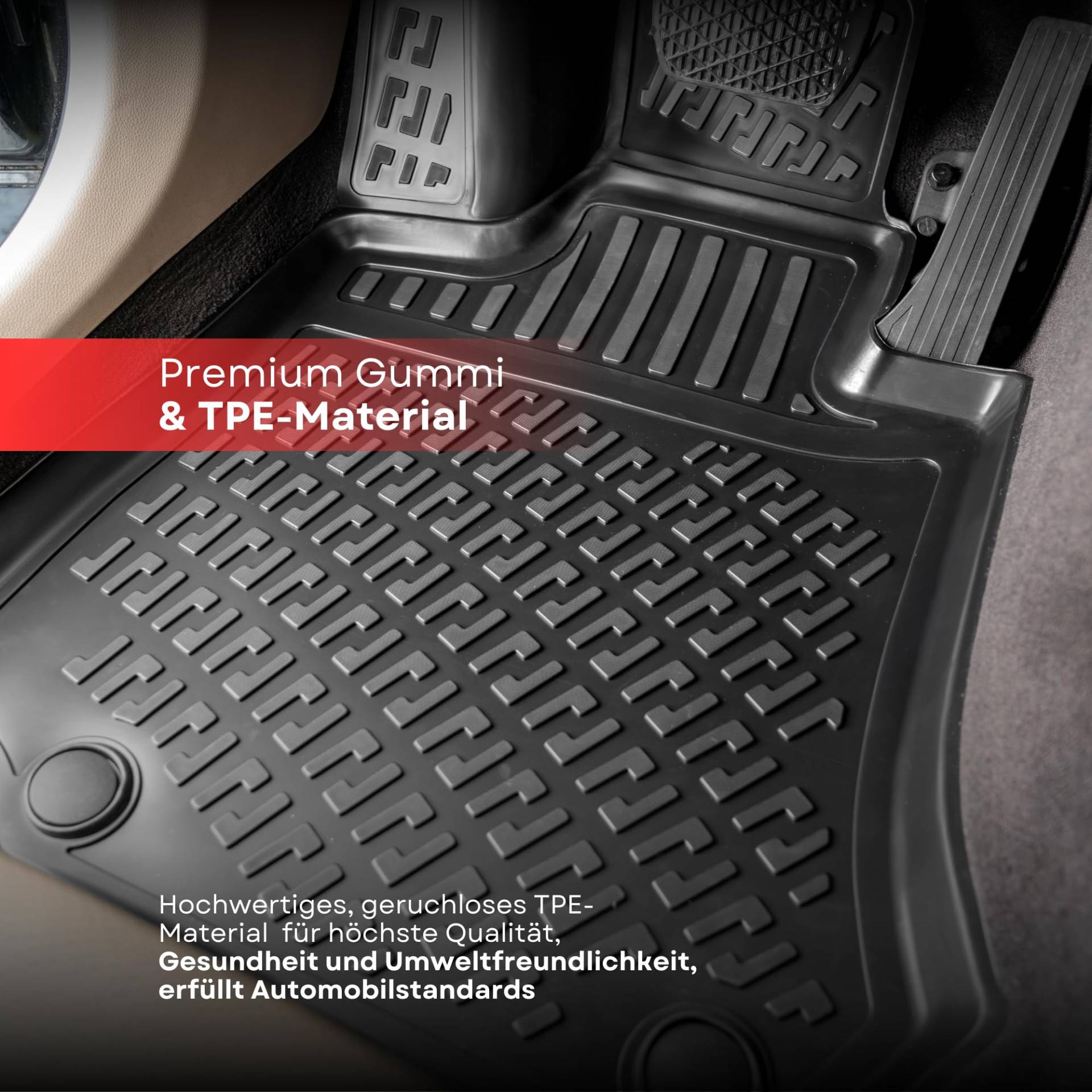 fussmattenprofi.com 3D Gummimatten Set für Ford Ranger Baujahr 2012-2022 | Extra Hoher 5cm Rand Allwetter Auto Fussmatten I TPE Geruchlos rutschfest Fußmatten Zubehör von fussmattenprofi.com
