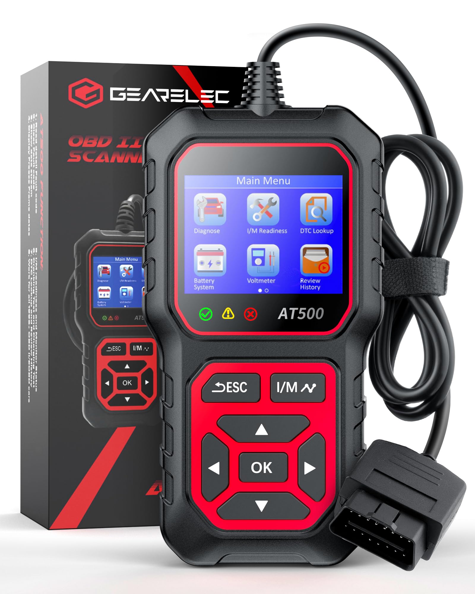 GEARELEC AT500 Auto OBD2 Scanner Diagnosegerät, Enhanced Check Engine Code Reader für Autos und LKWs, Fixd Auto Diagnosegerät für alle Fahrzeuge, OBD/EOBD Scanner für Auto GEARELEC AT500 Auto OBD2 Scanner Diagnosegerät, Enhanced Check Engine Code Reader für Autos und LKWs, Fixd Auto Diagnosegerät für alle Fahrzeuge, OBD/EOBD Scanner für Auto von gearelec