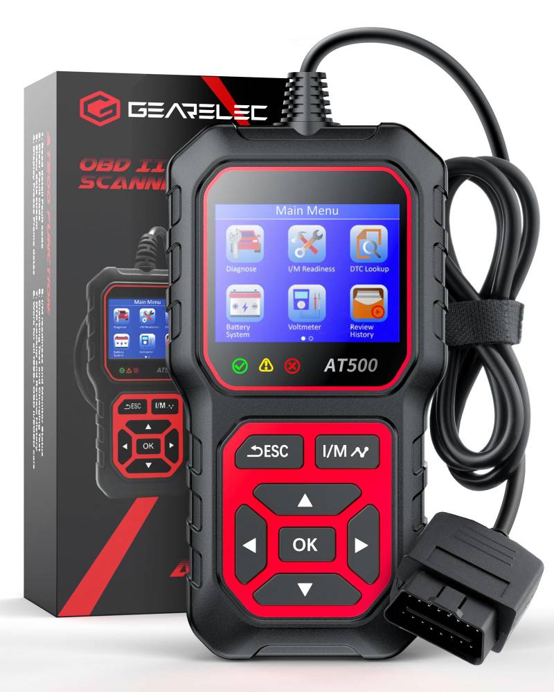 GEARELEC AT500 Auto OBD2 Scanner Diagnosegerät, Enhanced Check Engine Code Reader für Autos und LKWs, Fixd Auto Diagnosegerät für alle Fahrzeuge, OBD/EOBD Scanner für Auto von gearelec