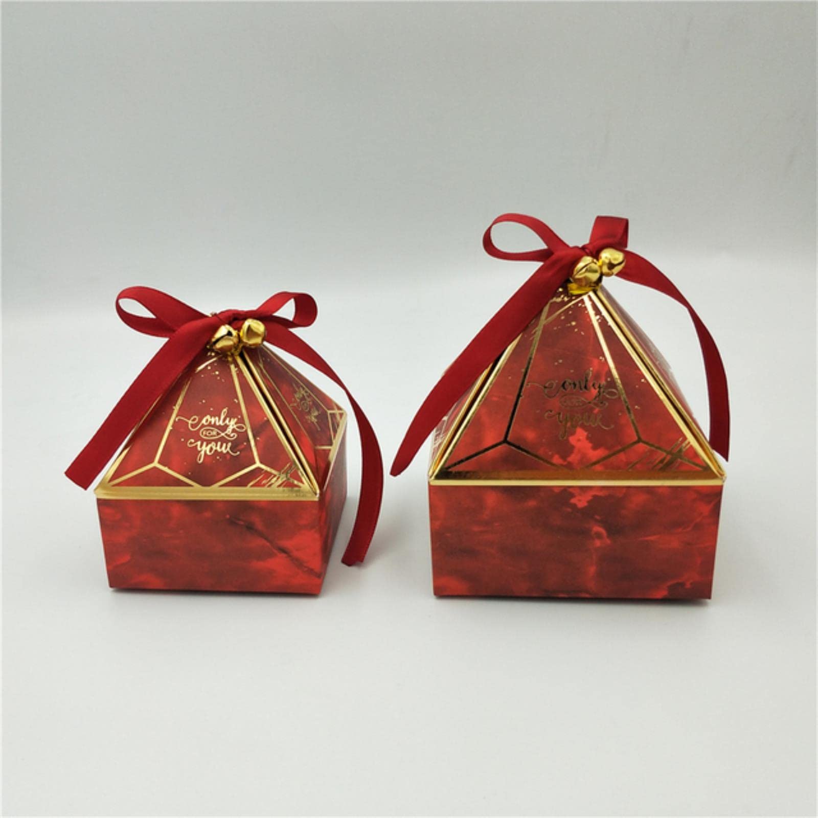 20 x Gift Boxes Wedding Party Candy Box Baby Shower Paper Chocolate Boxes Prismatic Creative Packaging Boxes-Red-Bell, S 7 x 7 x 8 cm von generic
