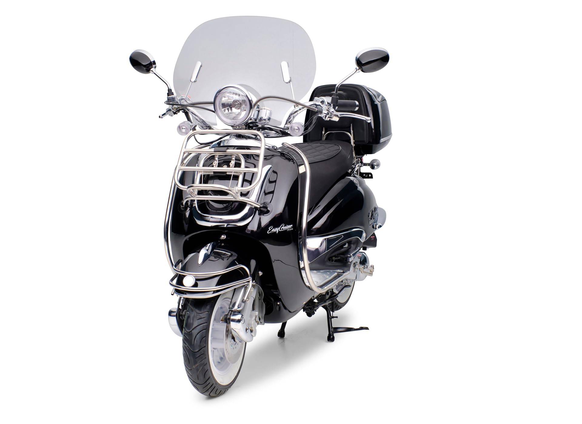 Motorroller Easycruiser Chrome Edition 50ccm Euro 5 Retro Roller 45km/h (Schwarz) von generic