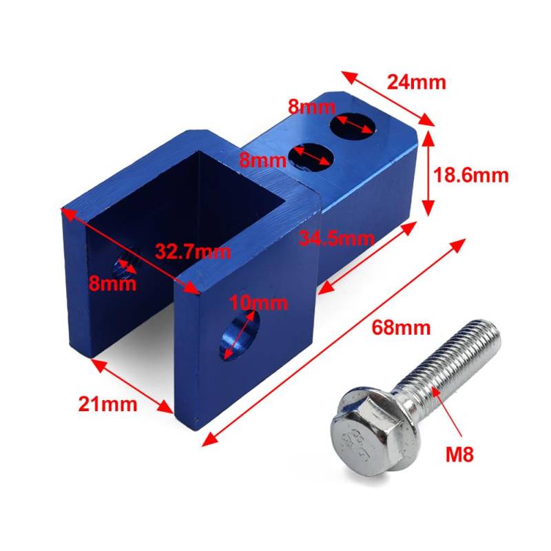 FSFYUK 1pc 8MM Hinten Riser Höhe Erweiterung Extender Motorrad Adapter Stoßdämpfer Aluminium Lila Motorrad von generisch