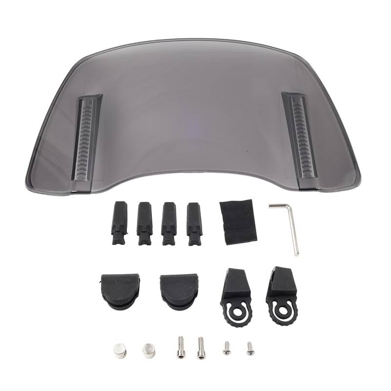 SIKUAI 1 Stück Motorrad Windschutzscheibe Windschutzscheibe Einstellbare Spoiler Clamp-On Grau Vorne von generisch