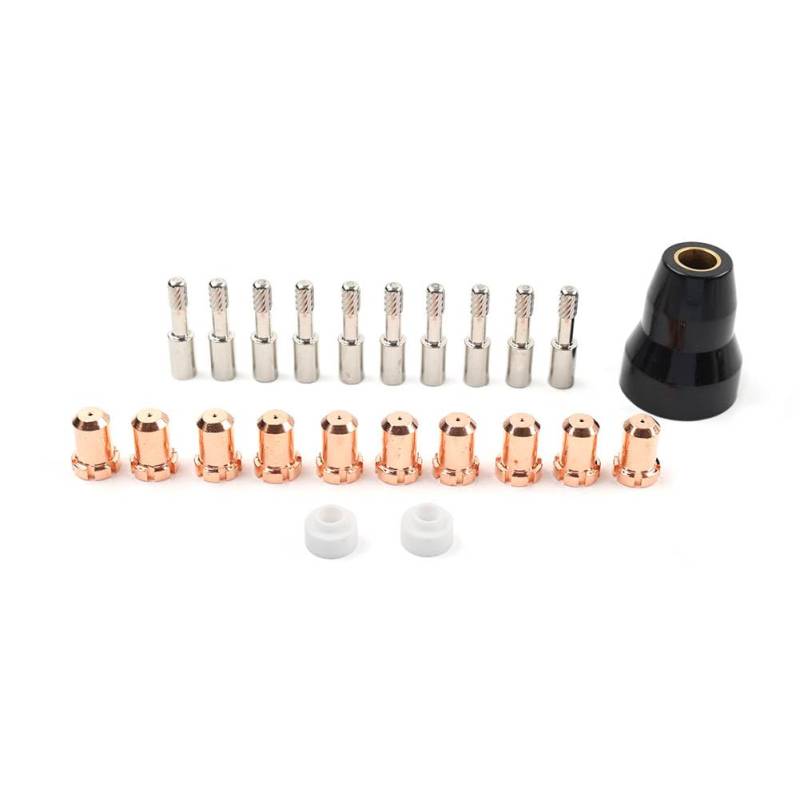 SIKUAI 23 Stücke PCH-25/35 Plasmaschneidspitzen Elektrodendüsen Taschenlampe Silber Kupfer 9-6007 9-6003 9-6506 9-6501 von generisch